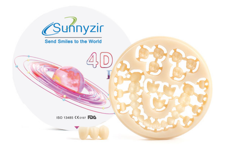 Многослойный циркониевый блок Sunnyzir SHT для 98-миллиметрового CAD/CAM-машины, предварительно окрашенный циркониевый керамический диск